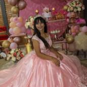 Vestido de Debutante Rosa Claro Longo