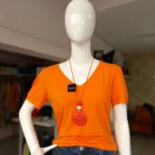 Blusa na cor laranja em Malha Bauru