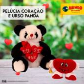 Pelúcia coração e urso panda