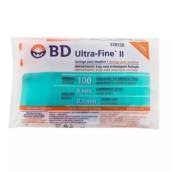 Seringa para aplicação de Insulina ou Botox com capacidade máxima para 100 UI com agulha curta de 8mm de comprimento.