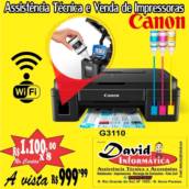 Impressora com bulk Multifuncional Canon tanque G3110 Wifi - Aracaju