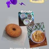 Na compra de uma torta média de frango ou um bolo de milho médio. Ganhe um potinho de cappuccino caseiro