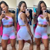 Conjunto fitness de academia Jacquard Shorts legging e Top (tamanho M) - Bauru