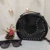 Bolsa Transversal em couro legítimo preta - Bauru