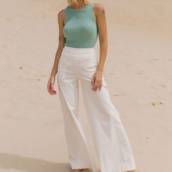 CALÇA PANTALONA EM LINHO
