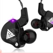 Fone de ouvido AK6 com microfone e fio marca QkZ 