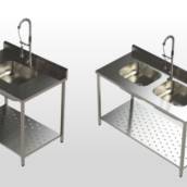 Mesa pia de inox com cuba para cozinha industrial