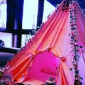 Festa do Pijama com cabanas -  Tema Jardim Encantado