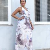 Vestido longo com estampa floral frente única em Bauru