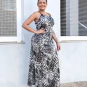 Vestido Longo com estampa de oncinha em Bauru