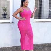 Vestido Longo Pink de Crochê em Bauru