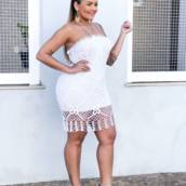 Vestido Curto Branco de Crochê em Bauru
