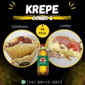Combo 3: Crepe de calabresa + crepe lombo + guaraná 1 litro 