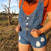 Jardineira Short Jeans