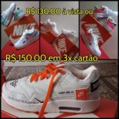 Tênis Nike Air Max 90 branco e laranja