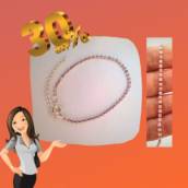 Pulseira strass pedra rosa claro prata