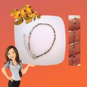 Pulseira strass pedras coloridas prata