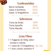 Cardápio de lembrancinhas para o dia das Mães!
