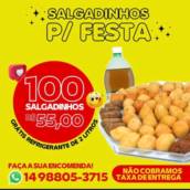 100(cento) unidades de salgadinho por 55,00 + 1 Refrigerante 2 litros 
