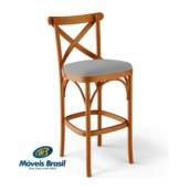 Banqueta Alta Estofada Ávila L02 Suede Cinza