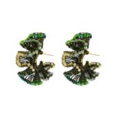 Brinco de Crochê Argola Jabot Verde Mystic Forest