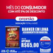 Banner em Lona com Acabamento em Madeira • R$65,00