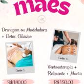 Oferta das Mães - Drenagem + Detox / Ventosaterapia + Relaxante + Manta
