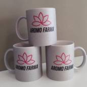 Caneca de cerâmica com glitter prata