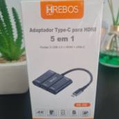 Adaptador Type-C para HDMI 5 em 1 HREBOS - Conectividade Versátil em Alexânia