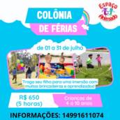 Colônia de Férias de 01 a 31 de Julho