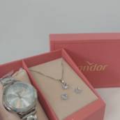 Kit de Relógio Condor Feminino Prateado 