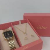 Kit de Relógio Condor Feminino Dourado - CO2035MZL/4P