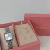 Kit de Relógio Condor Feminino Prata e Dourado - CO2035NST/4K
