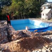 Construção de piscina em Santa Bárbara Resort Residence