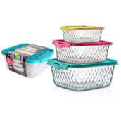  Conjunto de Potes 3 Peças Cristal Plasvale