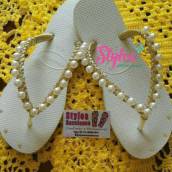 Chinelo Slin Perolas Noivas 