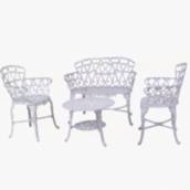 Conjunto de mesa e cadeira de aluminio