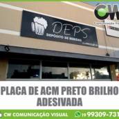 PLACA DE ACM PRETO BRILHO ADESIVADA 