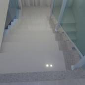 ESCADA EM PORCELANATO E GRANITO BRANCO SIENA
