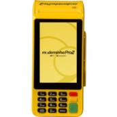 Moderninha Pro2 
Possibilidade de Fazer negociação de taxa reduzida 
Recebimento via Nfc aproximação
Imprimi comprovante 
Dados móveis grátis
Reposição de Bobinas Grátis 
Sinal 4G