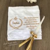 Toalha de rosto personalizada para batismo.