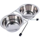 Comedouro Duplo Inox com Suporte 2 tigelas de 300 ML cada