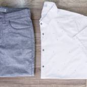 Calça Masculina de Algodão c/ Elastano (Disponível no Tamanho: 38/40 e 46/48) / Camisa Masculina de Algodão Manga Curta ( GG e XGG)