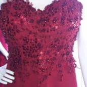 Vestido  marsala corpo todo Bordado 