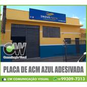 PLACA DE ACM AZUL ADESIVADA 