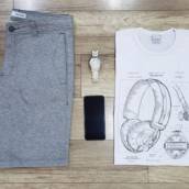 Bermuda Masculina de Algodão c/ Elastano (Disponível no Tamanho: 38/40) / Camiseta Masculina de Algodão (Disponível no Tamanho: P e XGG)