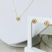 Conjunto semi joia trevo 