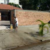 Limpeza de calçada e manutenção de jardim