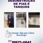Desobstrução de pias e tanques