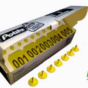Caixa com 50 brincos Grandes Numerados para Bovinos + pino macho com ponta metalica